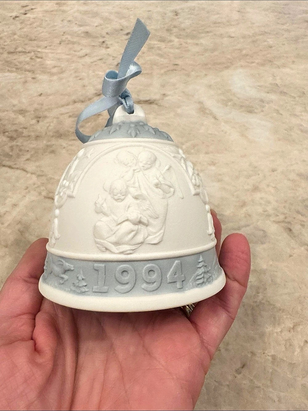 Lladró 1994 Christmas Bell Ornament Porcelain White
